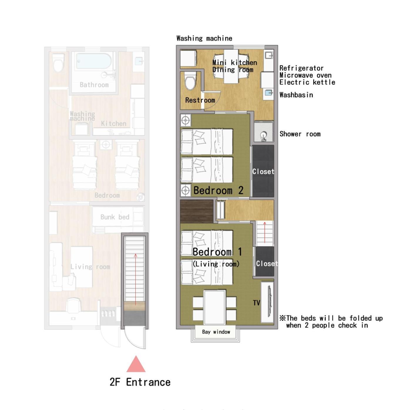 2F Fox Inn 4 Single Bed Room Осака Экстерьер фото